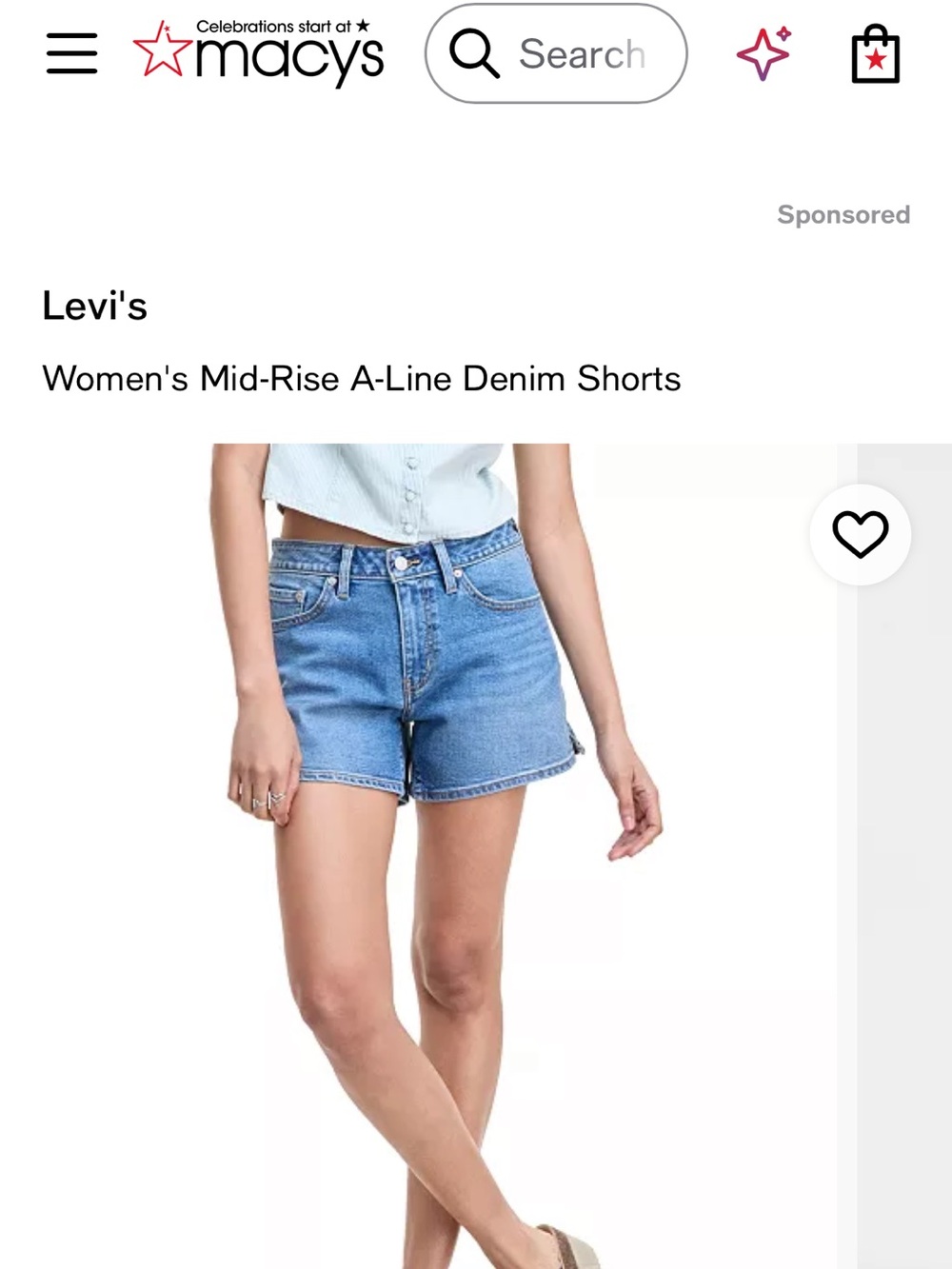 Levi shorts Women's Mid-Rise A-Line Denim Size 30 NWOT zipper close Sexy Comfy